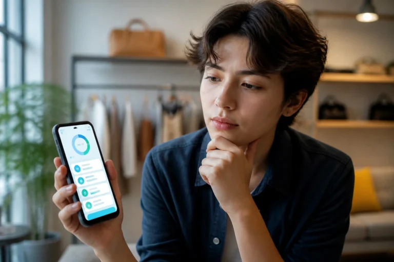 Decision financiere reflechie sur smartphone