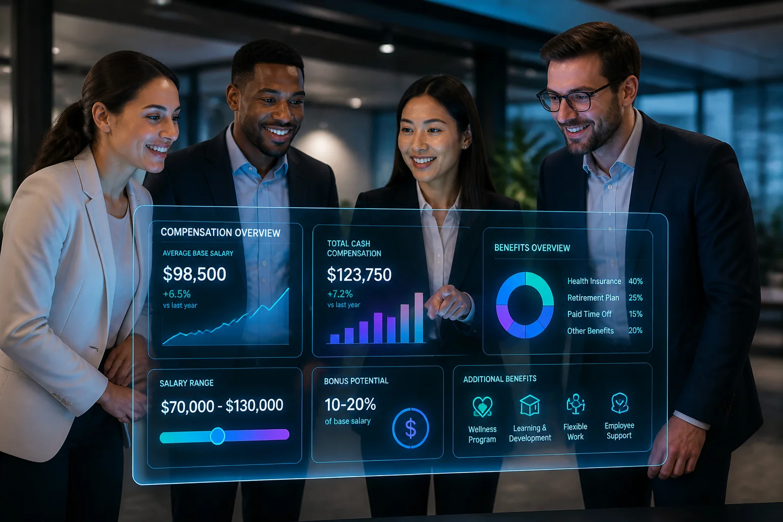 Analyse de la remuneration sur ecran futuriste