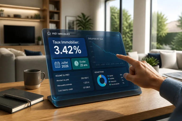 Taux immobilier analyse sur tablette