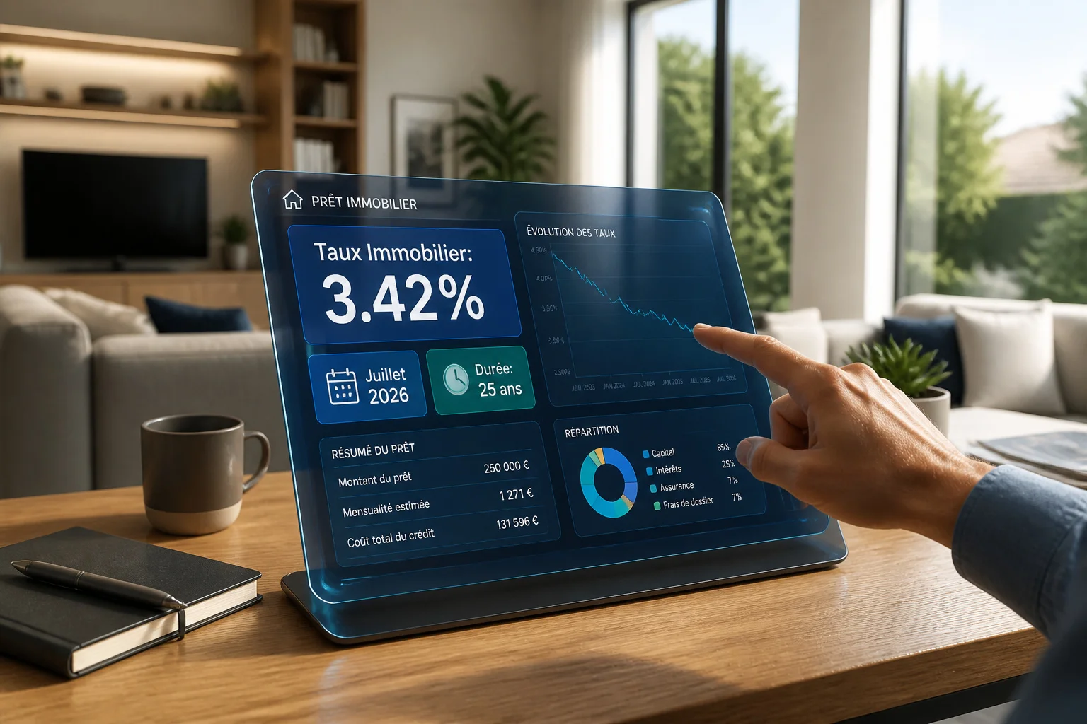 Taux immobilier analyse sur tablette