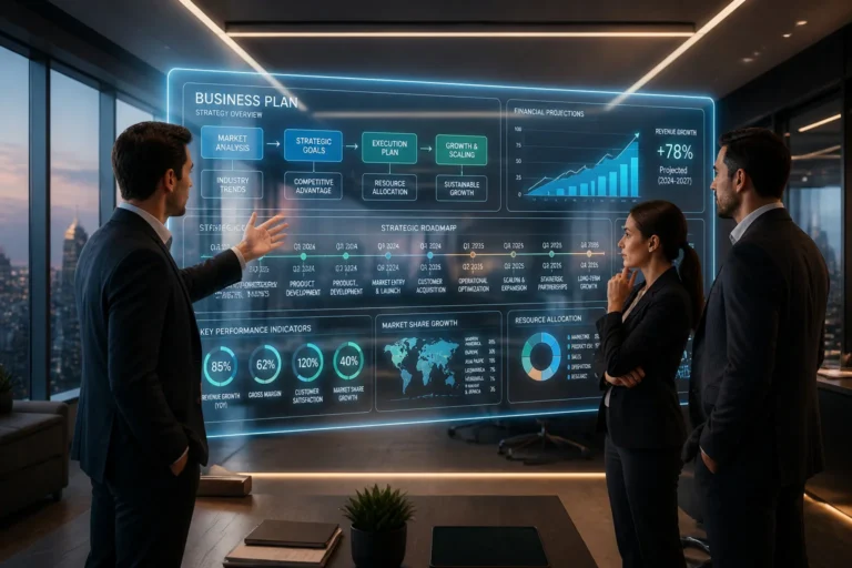 Analyse de plan daffaires holographique