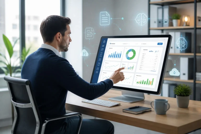 Professionnel gerant la finance numerique