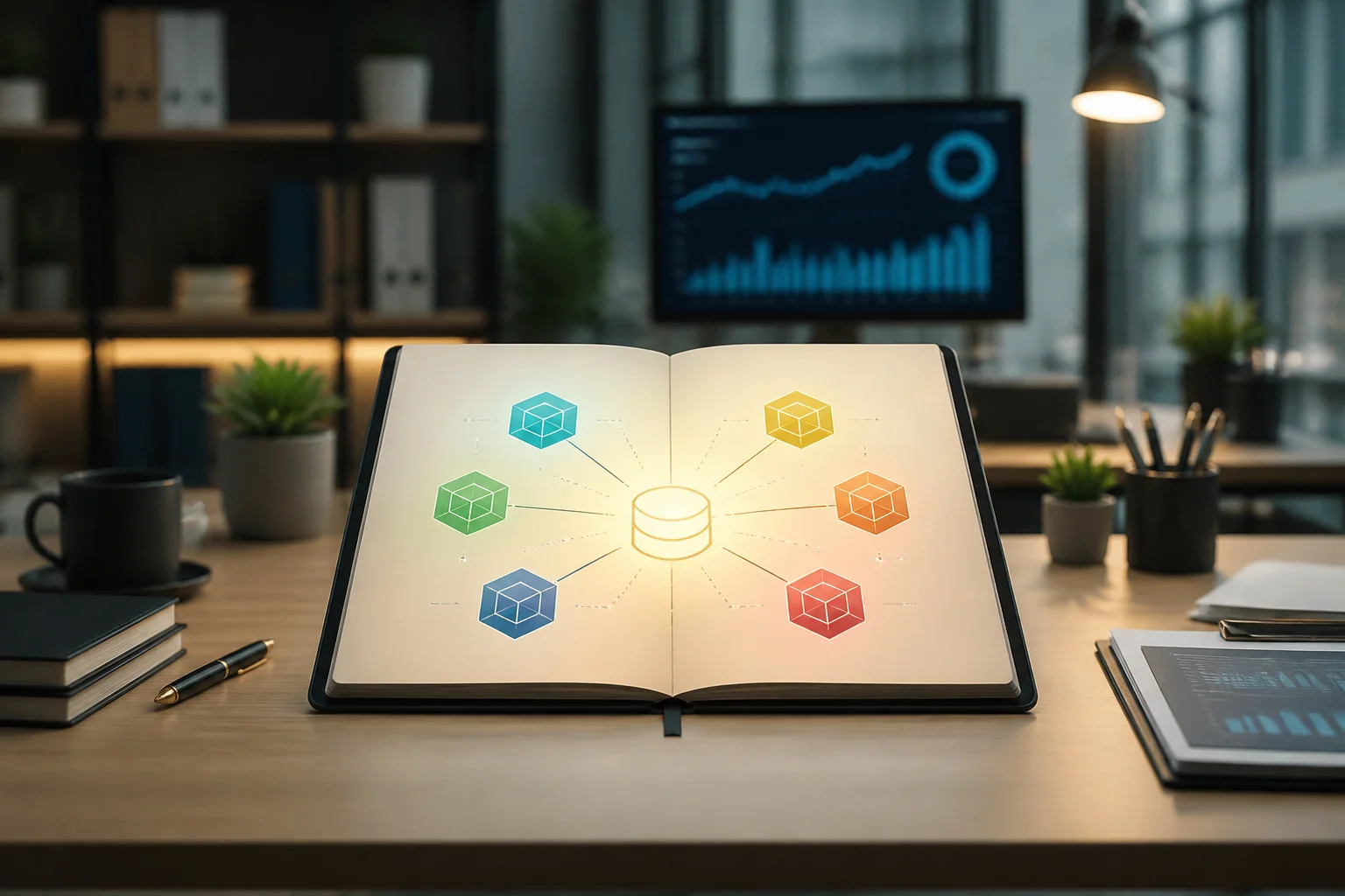 Infographie pcg sur tablette moderne