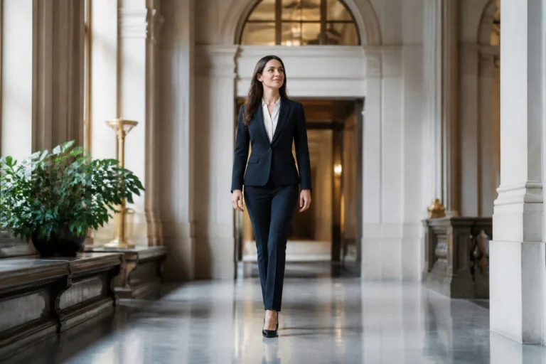 Femme daffaires confiante en mouvement