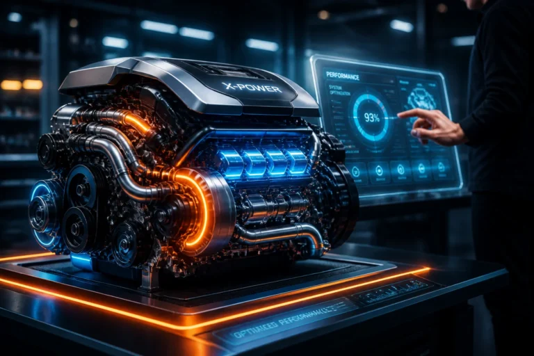Moteur x power futuriste illumine