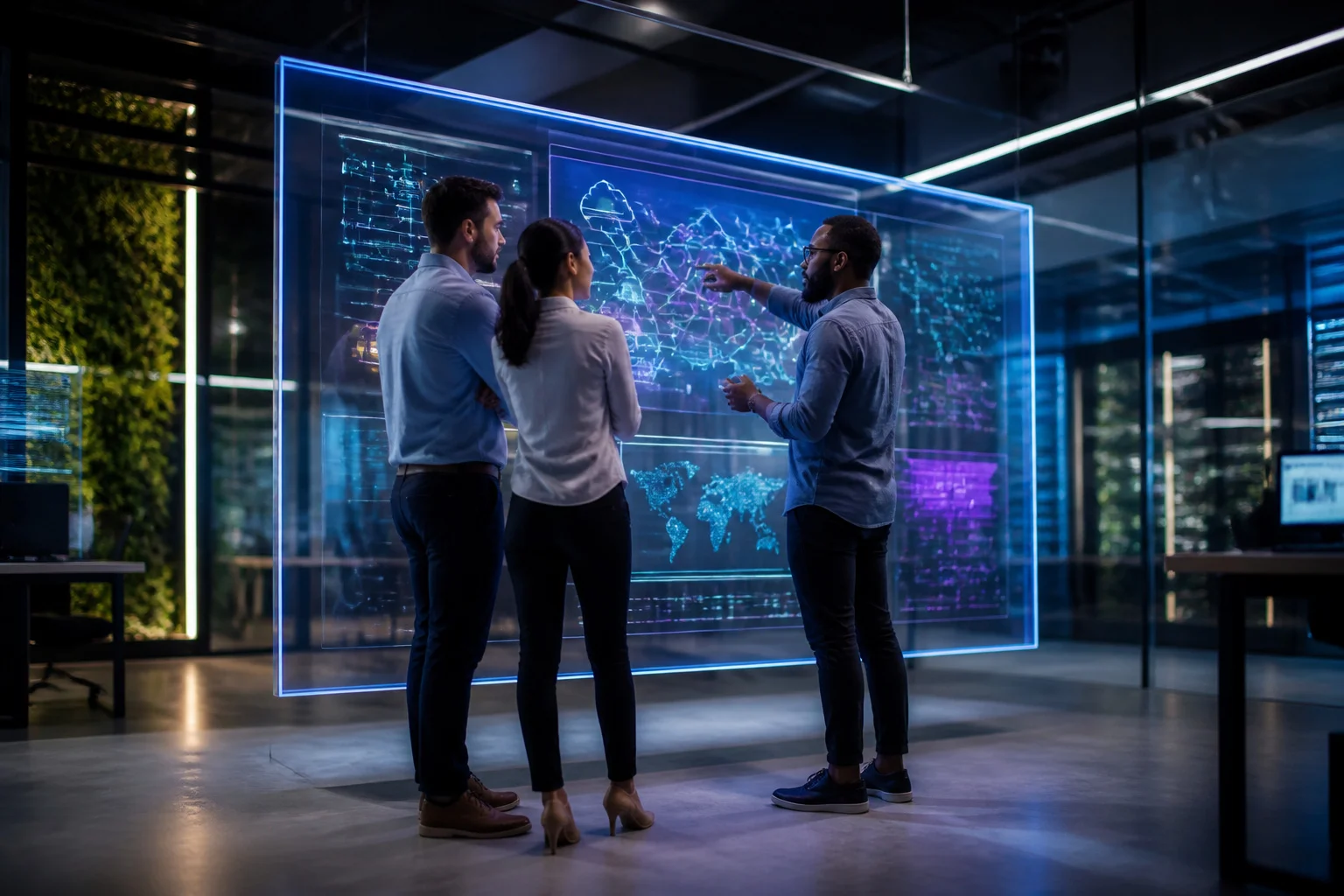Collaboration high tech autour dun ecran interactif