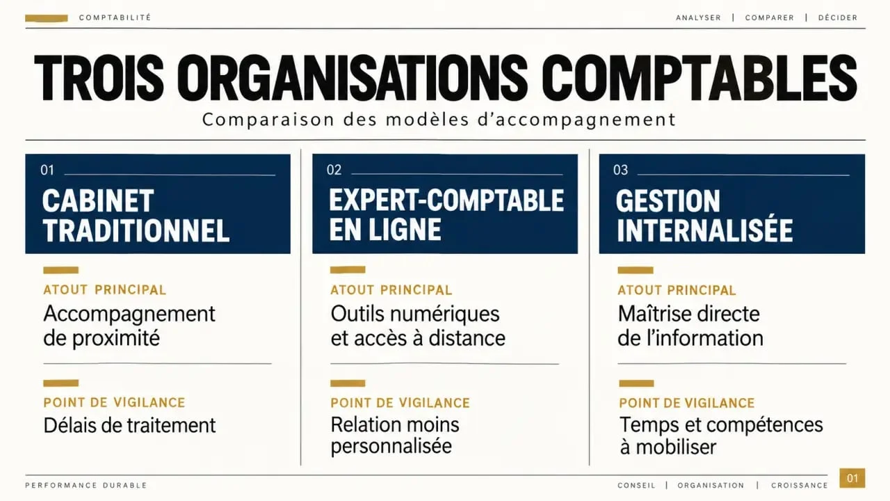 L'expert-comptable : comparaison entre cabinet traditionnel, solution en ligne et gestion internalisée