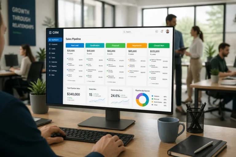 Tableau de bord crm moderne et lumineux