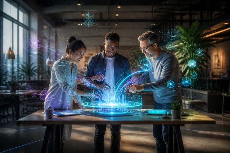 Collaboration futuriste autour dune interface holographique