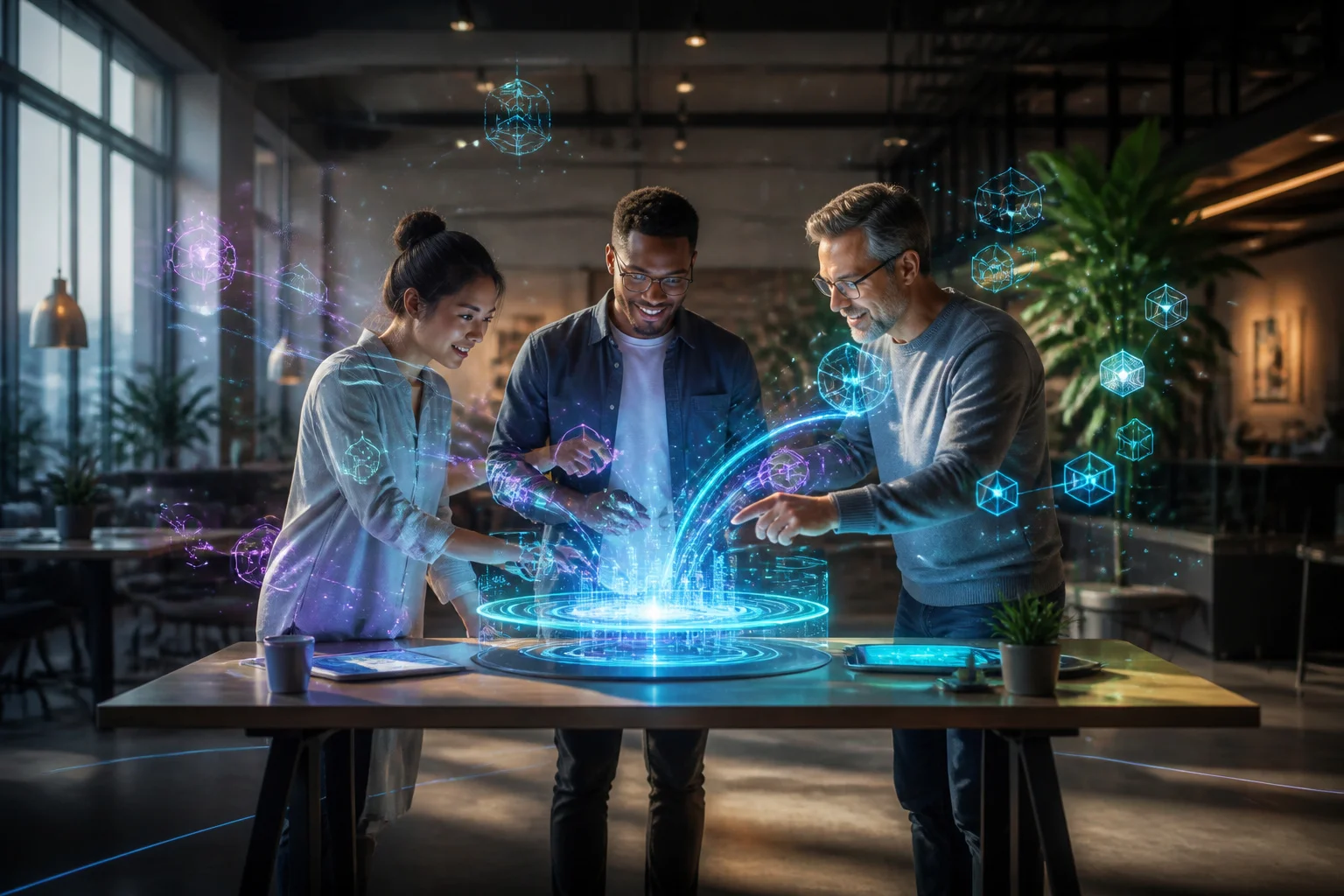 Collaboration futuriste autour dune interface holographique