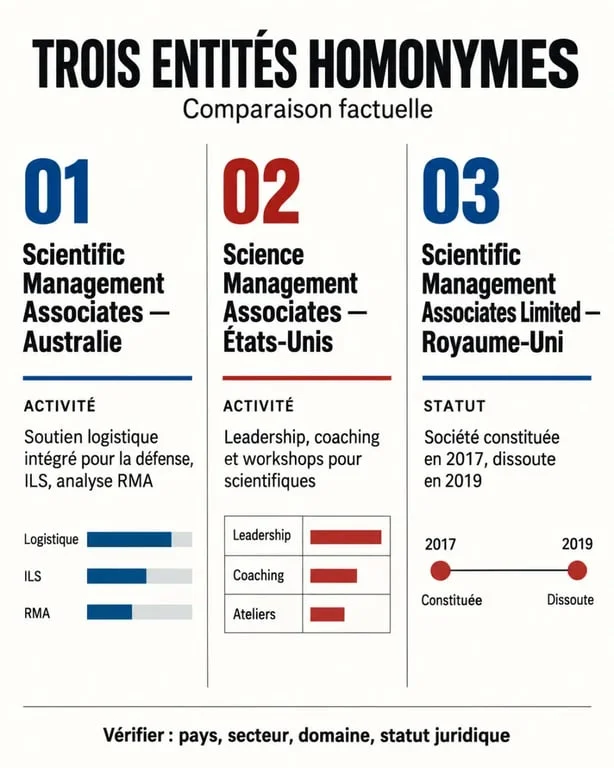 Scientific Management Associates : comparaison des entités australienne, américaine et britannique