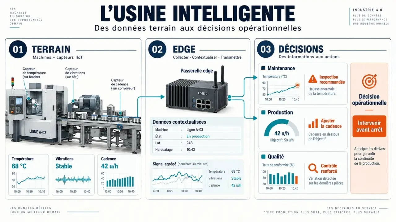 Schéma du fonctionnement d’une usine intelligente et des technologies de l’industrie 4.0